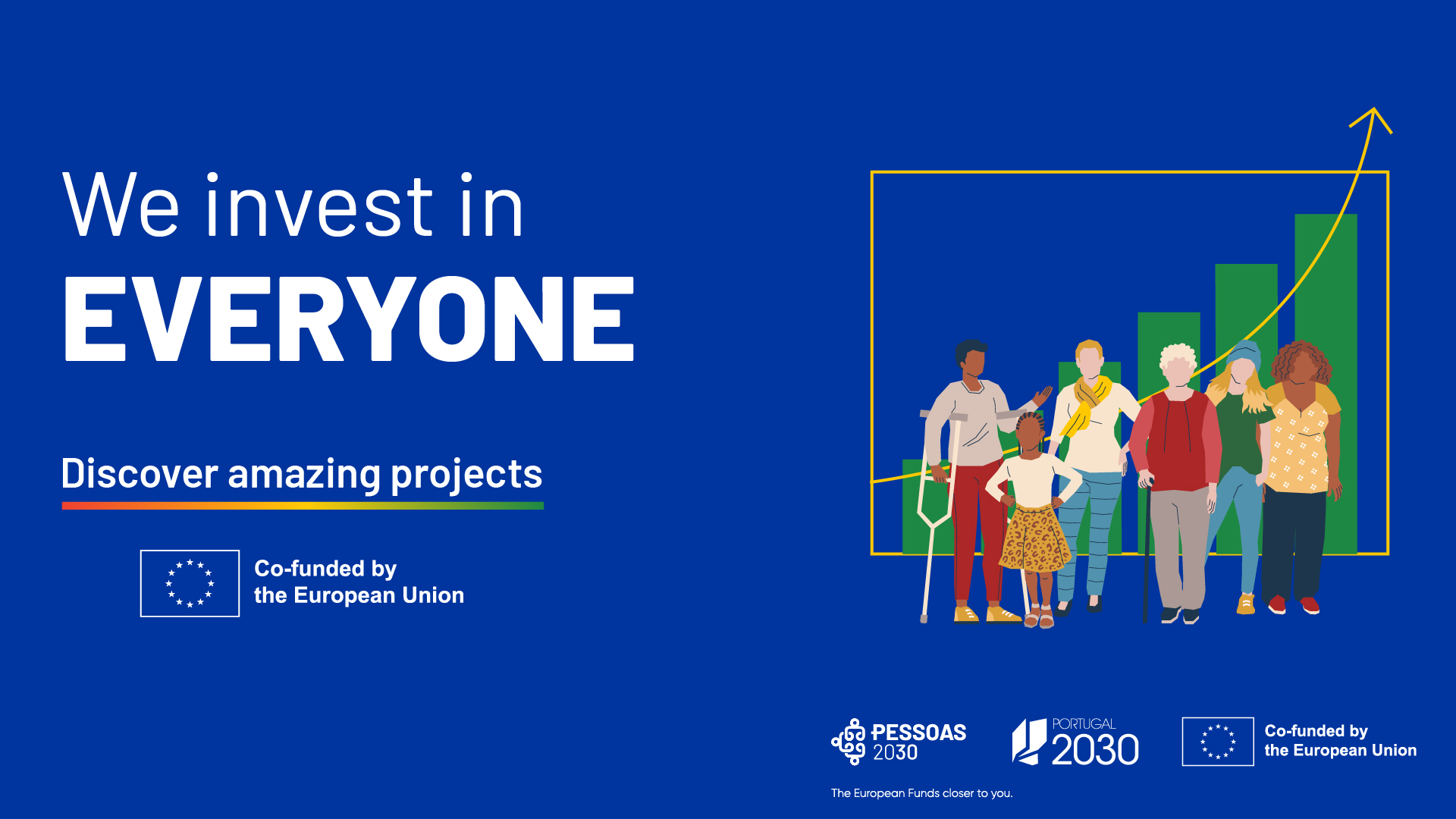 Banner from the Pessoas 2030 programme, reading "We invest in everyone"