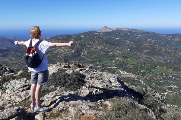 A participant from the project during a hike in Crete